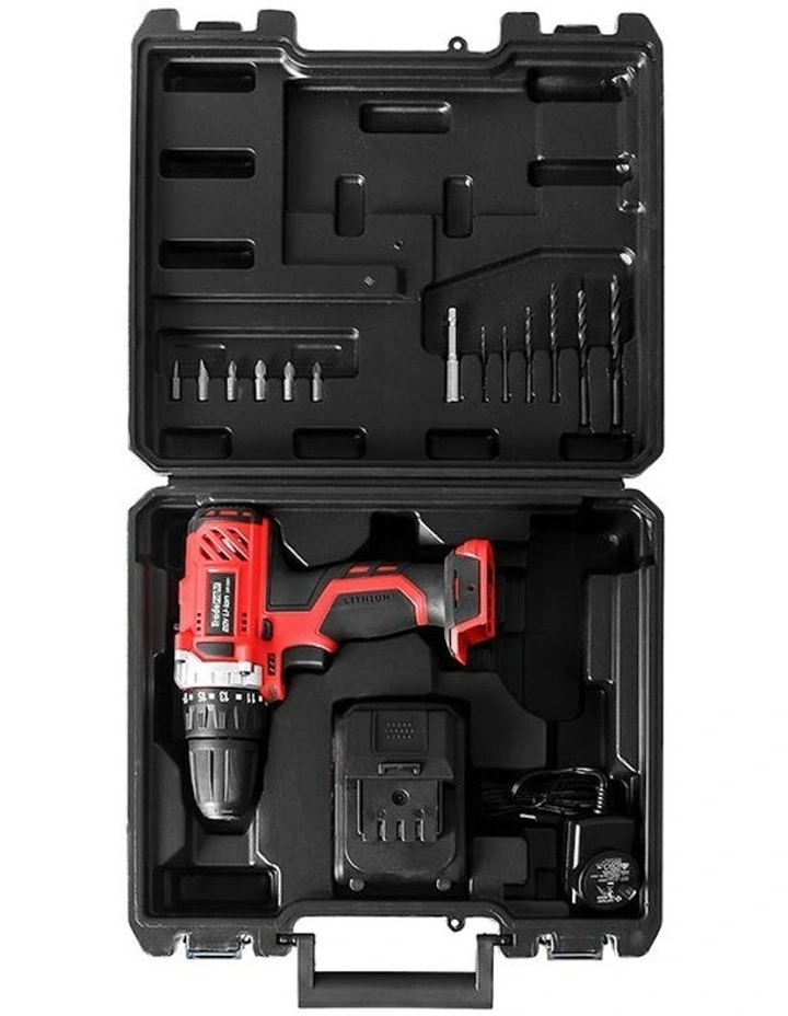 Cordless Drill Driver Tool Kit in Red/Black