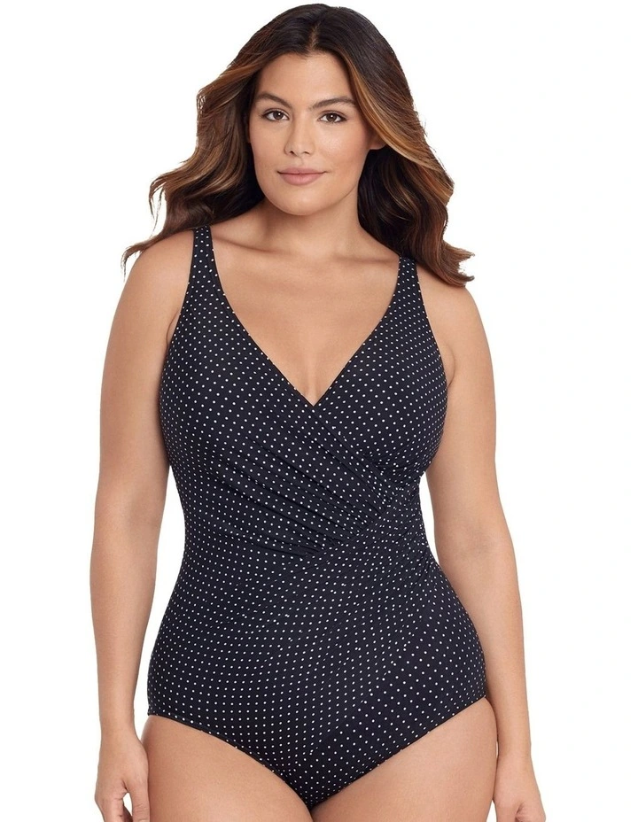 Pin Point Oceanus Soft Cup Shaping Swimsuit PLUS in Black/White
