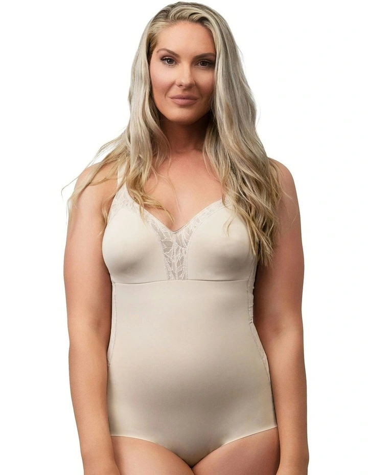 Minimiser Cup Shaping Bodysuit With Lace in Light Beige