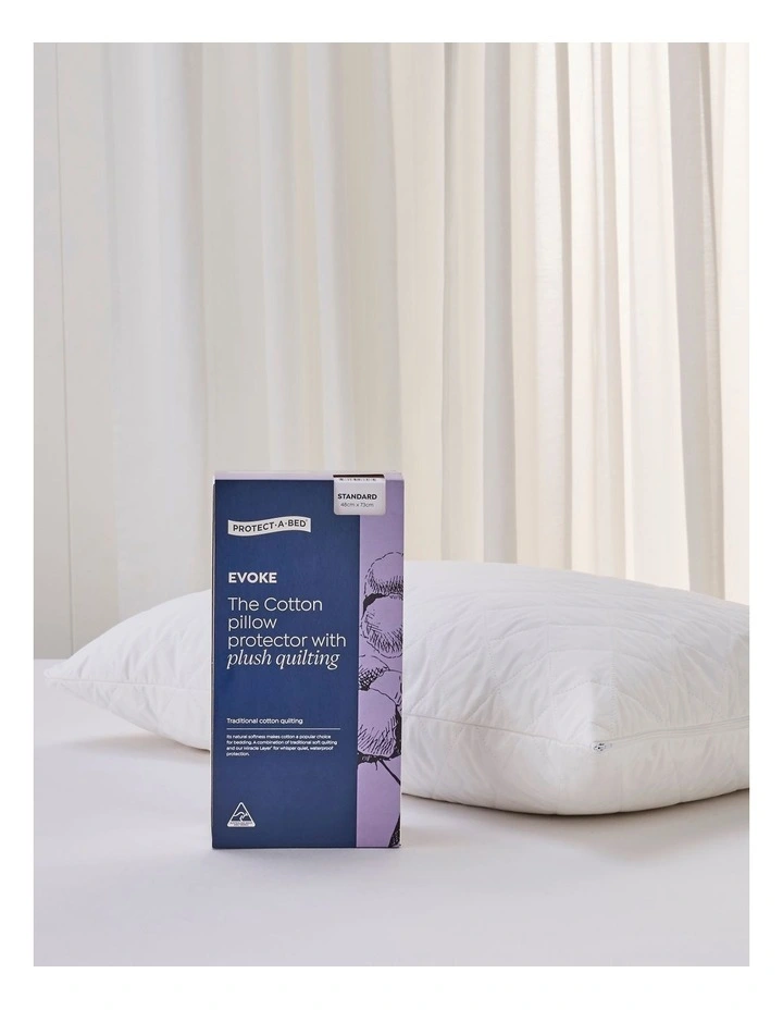 Evoke Cotton Quilted Pillow Protector in White