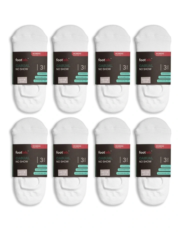 Casual No Show Cushioned Socks (Size 5-8) 24 Pack in White
