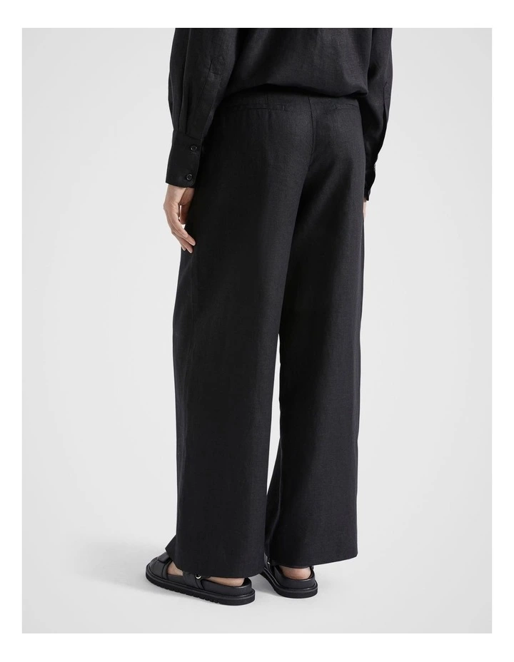 Core Linen Palazzo Pant in Black