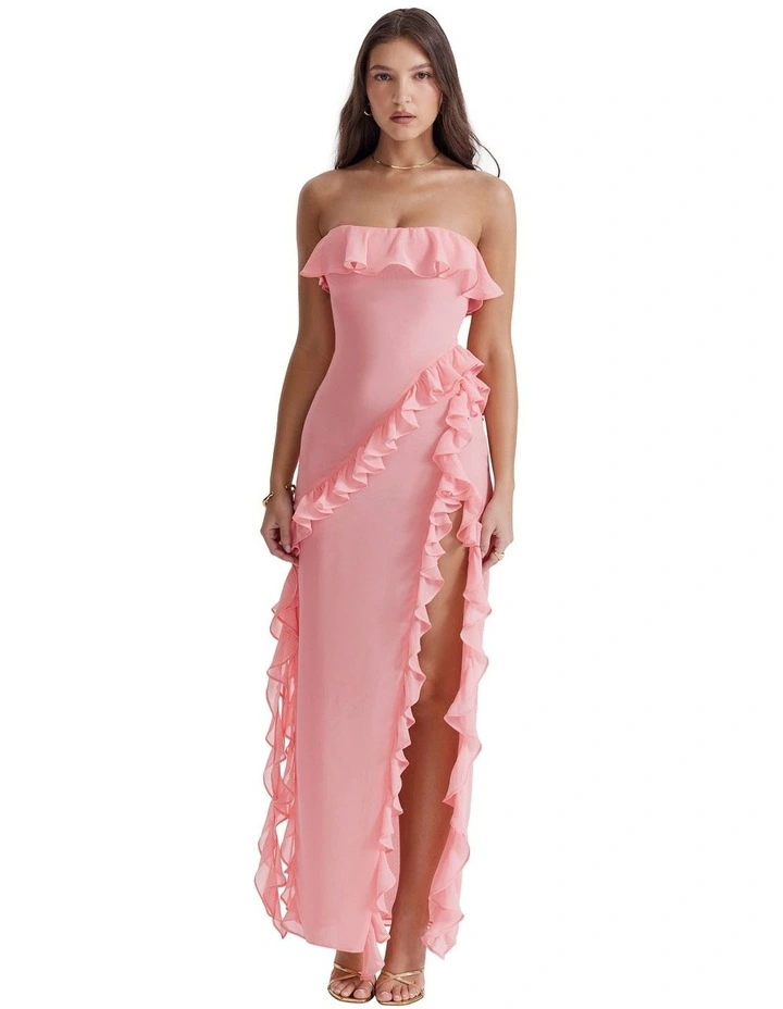 Sarina Ruffle Maxi Dress in Pink