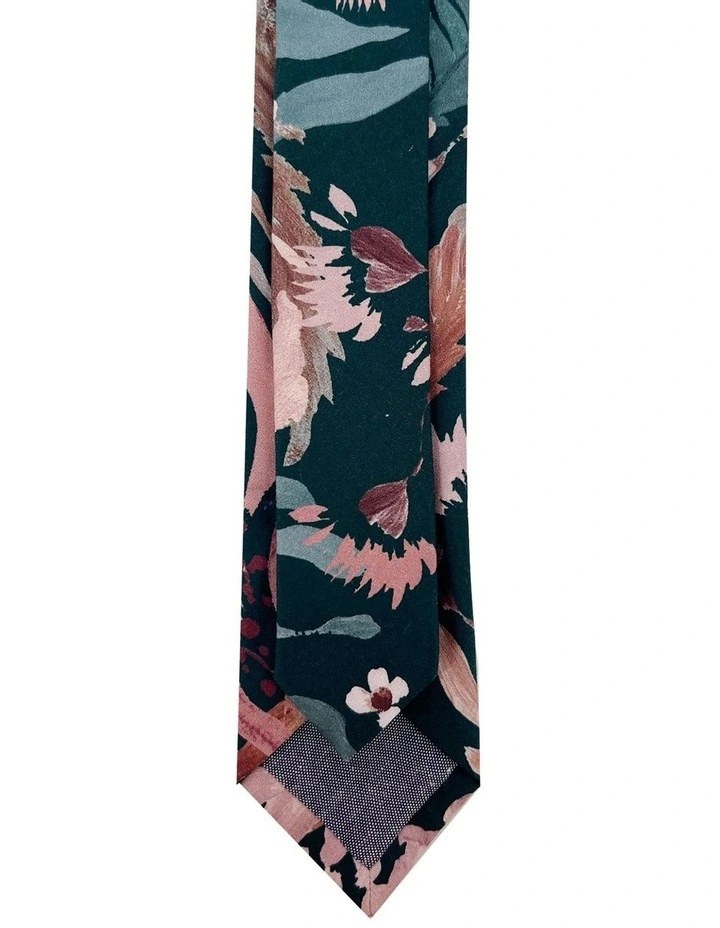 Teal Blooms Cotton Tie in Teal