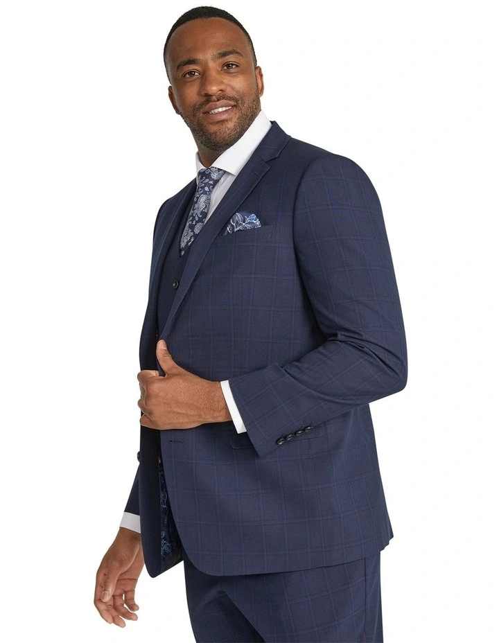 Damon Check Suit Jacket in Blue