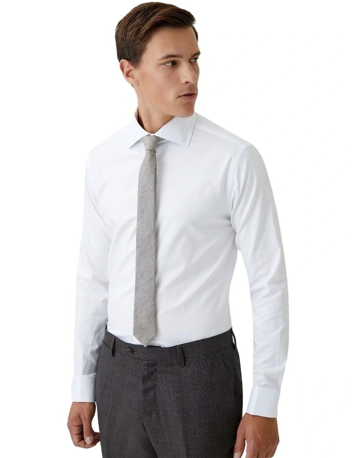 Trafalgar French Cuff Dobby Shirt in White