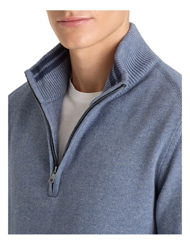 Perry Half-Zip in Faded Denim
