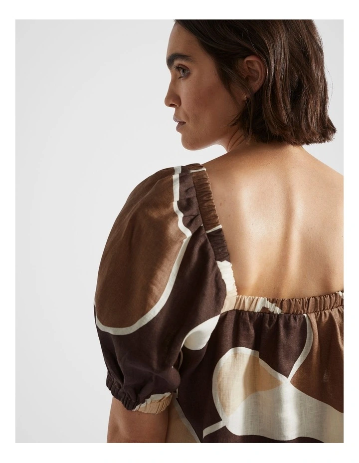 Square Neck Top in Woodland Abstract
