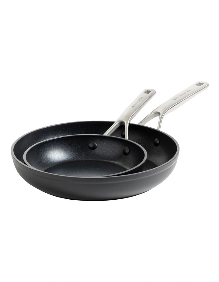 Forged Hardened Non-Stick Frying Pan Set in Black