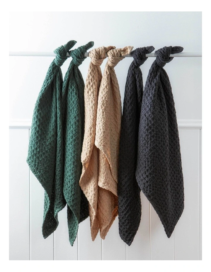 Chunky Waffle Kitchen Towel 2 Pack in Taupe