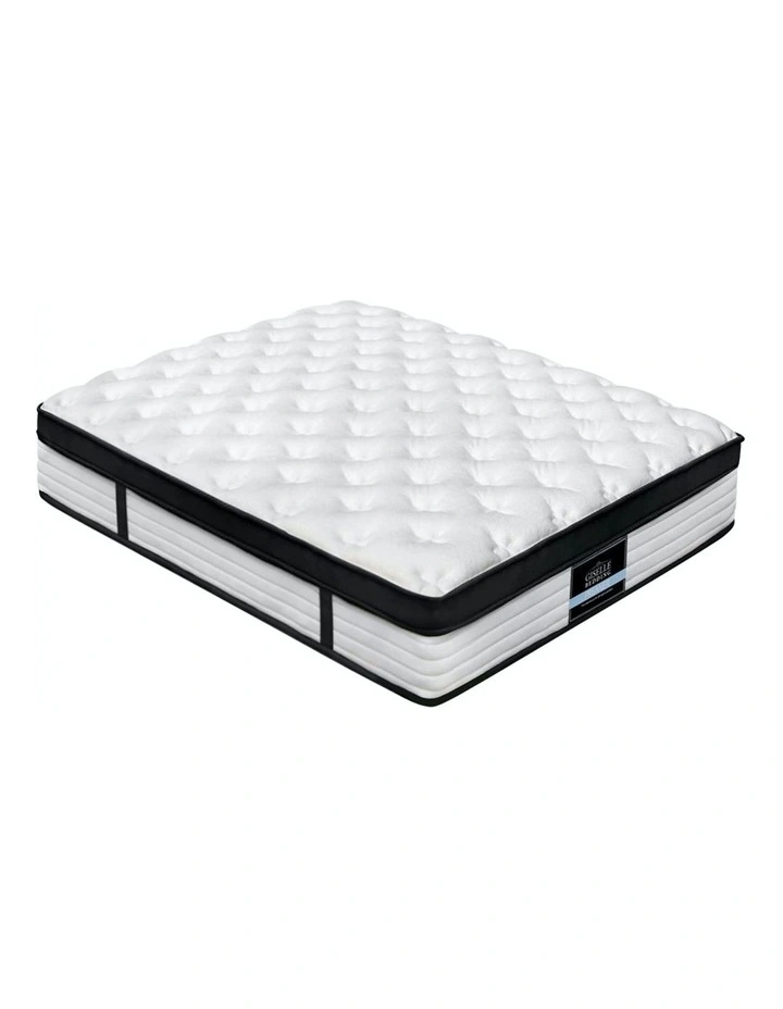 King Mattress Bed Euro Top Pocket Spring Firm Plush Foam 31cm in White/Black