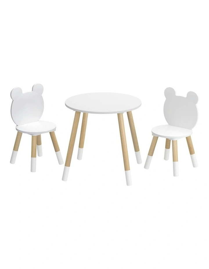 Table and Chairs Set 3 Piece in White
