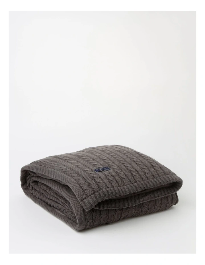 Knitted Faux Fur Blanket in Charcoal