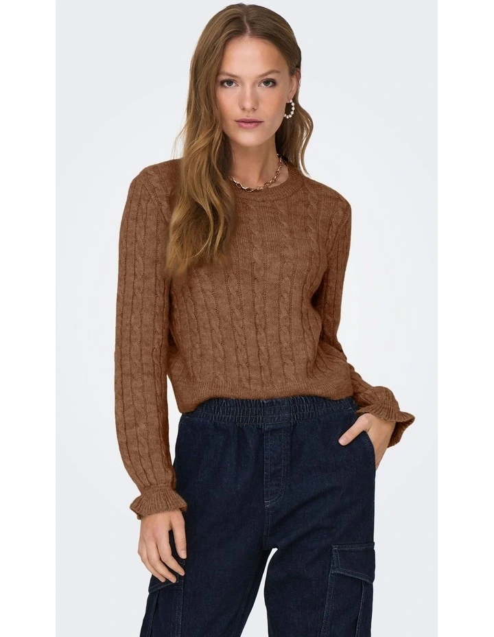 Tia Cable Knit Pullover in Toasted Coconut