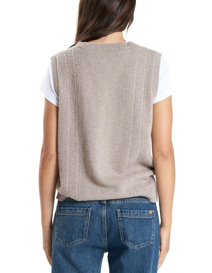 Imperial Jacquard Knit Vest in Sand