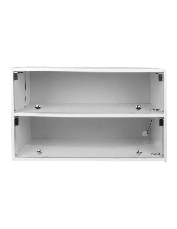 Shoes Storage Cabinet LED Display Case Stackable Rack Lighted in White