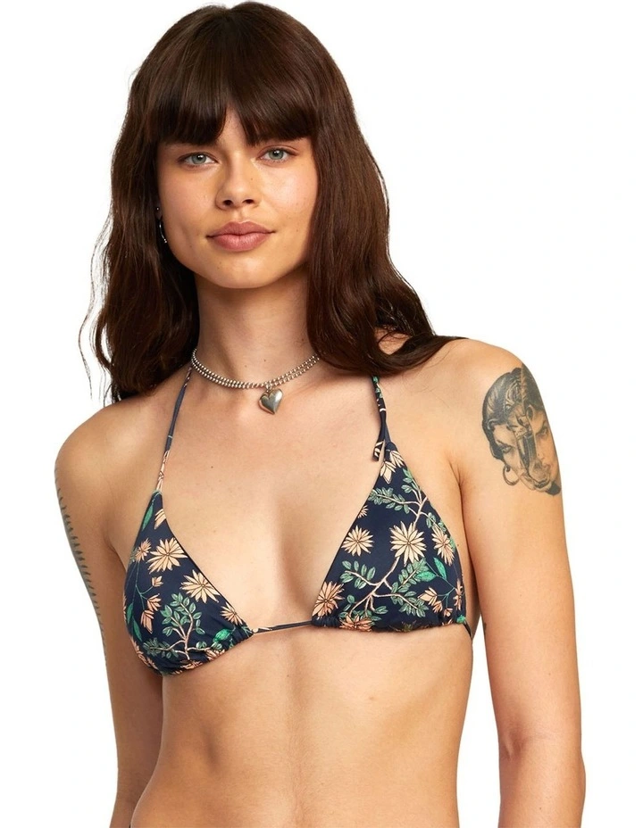 Byrd Halter Triangle Bikini Top in Blue