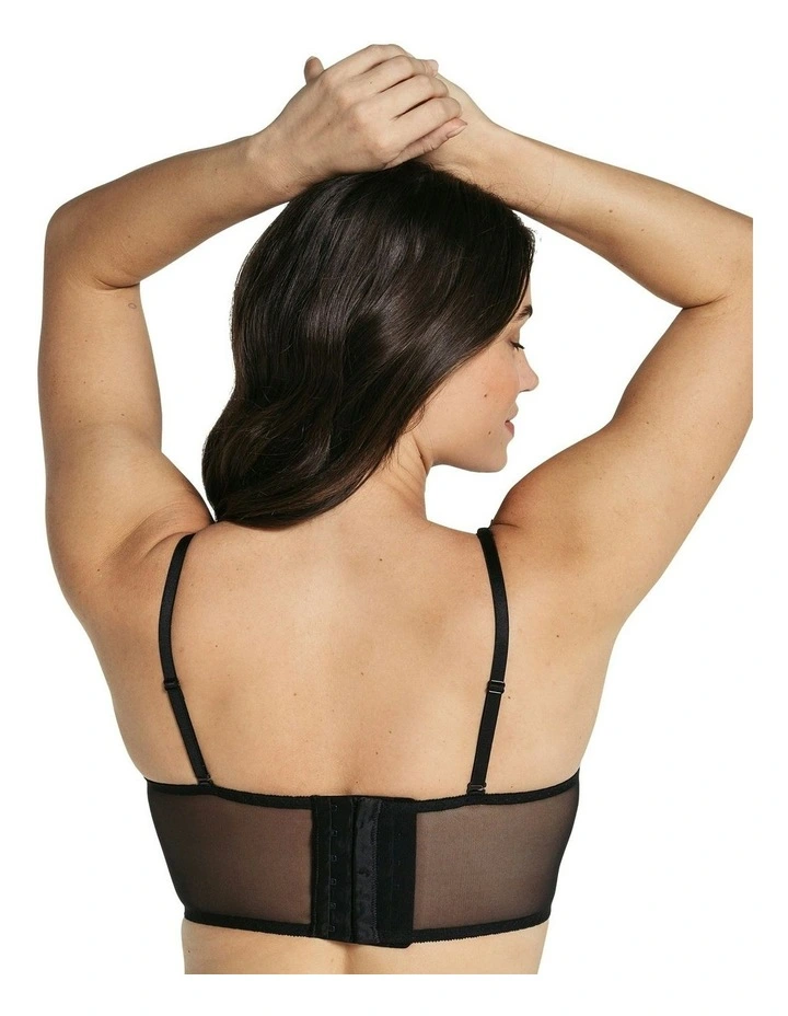 Milan Sheer Lace Wired Longline Bra in Black