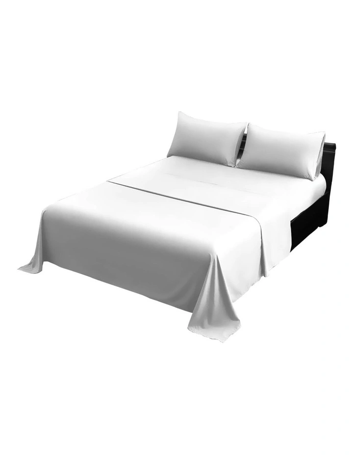 Cotton Rich King Bed Sheet Set 4 Pieces in White