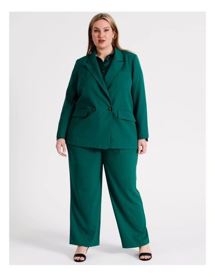 Relaxed Double Breasted Blazer in Emerald