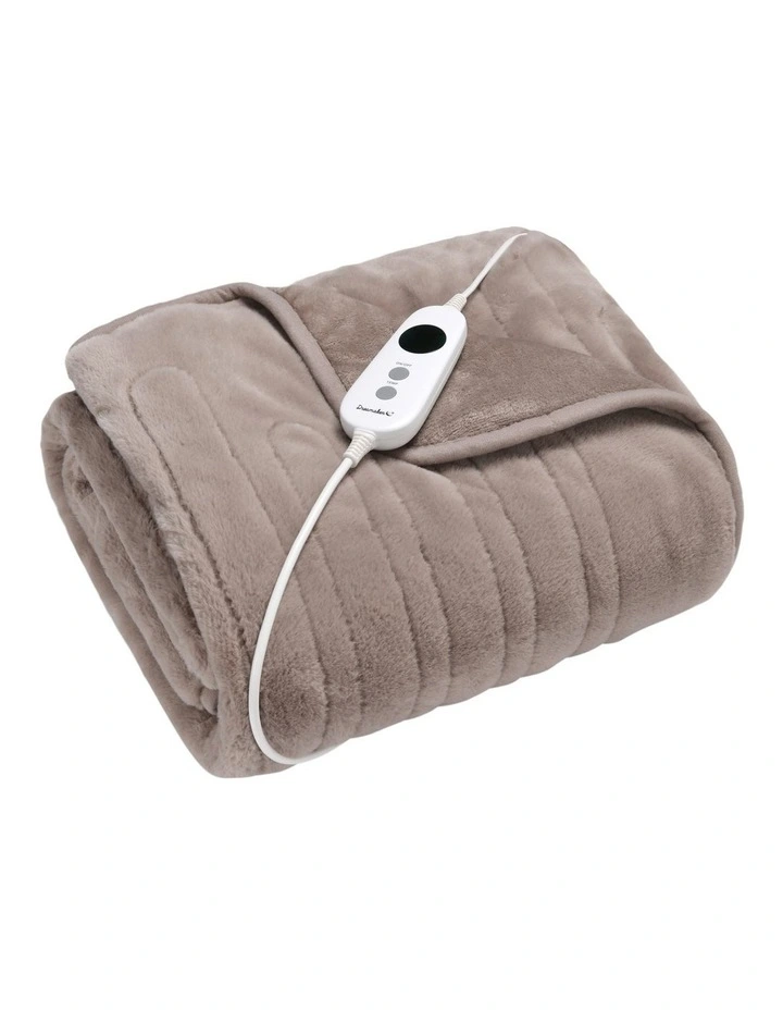 Faux Mink Heated Throw Blanket 160x120cm in Mocha
