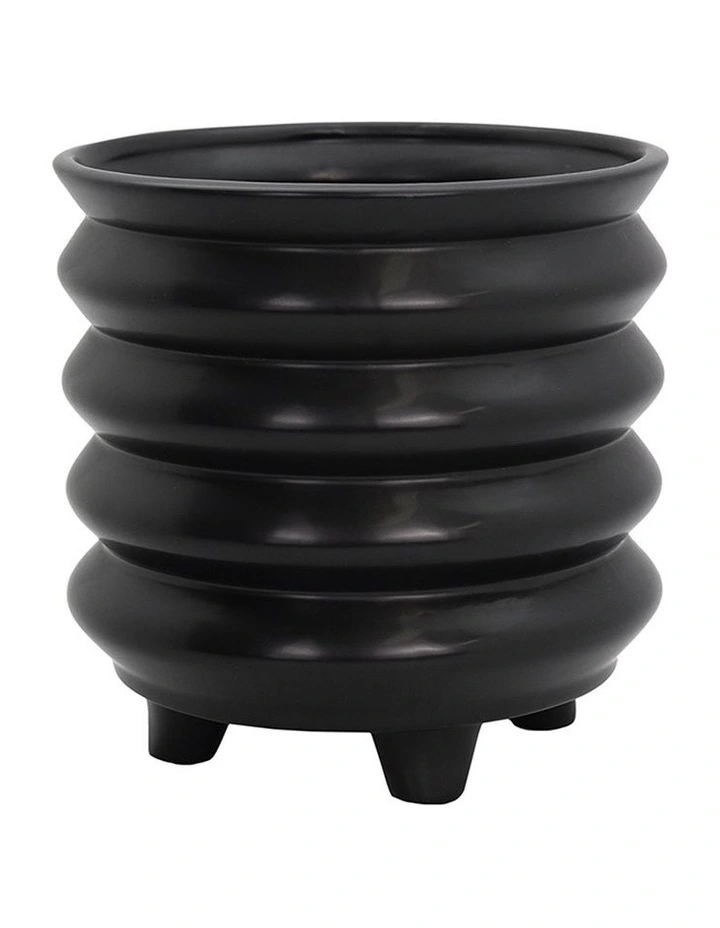 Bonnie Ribbed Planter 19x18.5cm Black