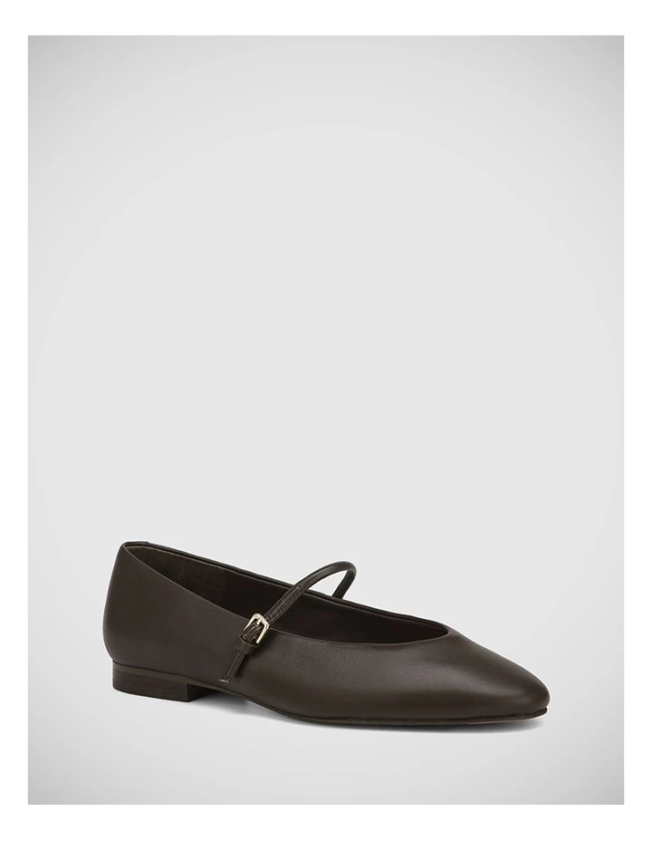 Amber Leather Mary Jane Flat in Espresso