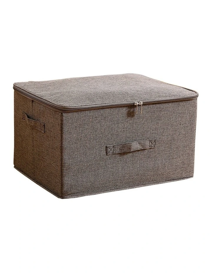 Large Portable Double Zipper Storage Box in Coffee