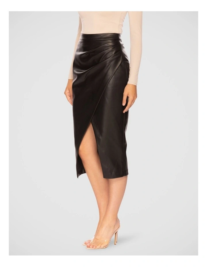 Rowan Vegan Leather Skirt in Black