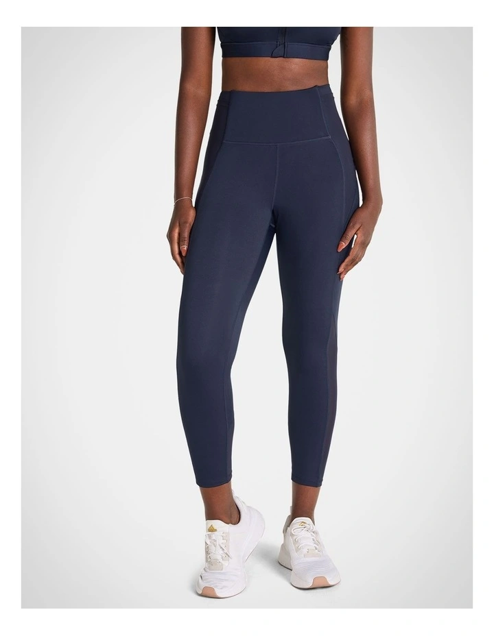 Mesh Insert Pocket Ankle Grazer Tights in Indigo