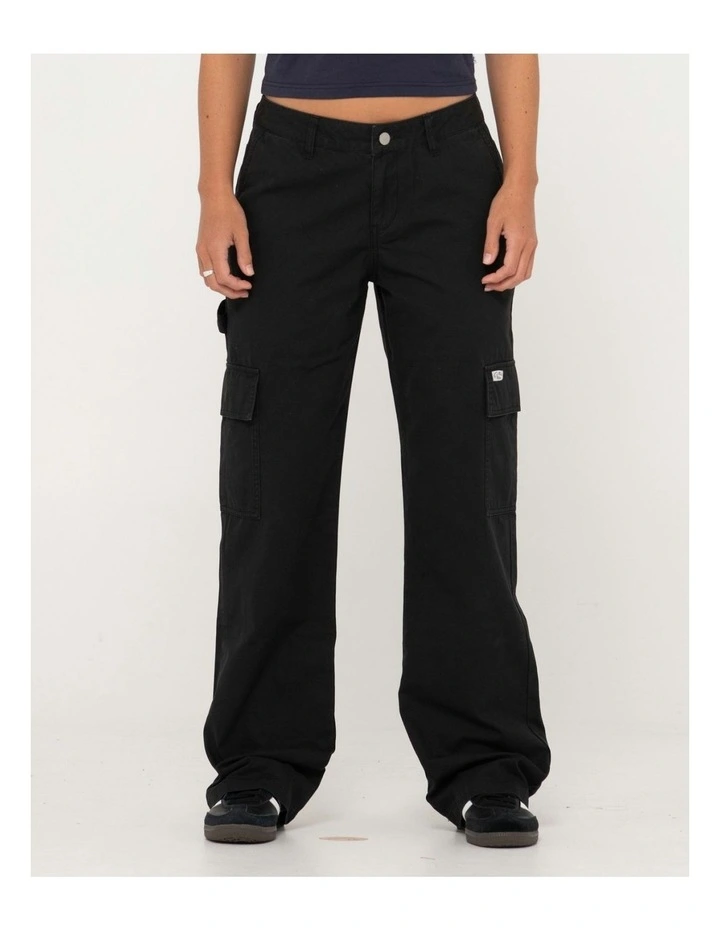 Cade Low Straight Canvas Cargo Pant in Black
