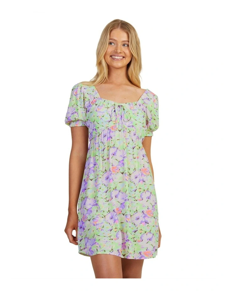 Frill Bloom Short Sleeve Dress in Purple Rose
