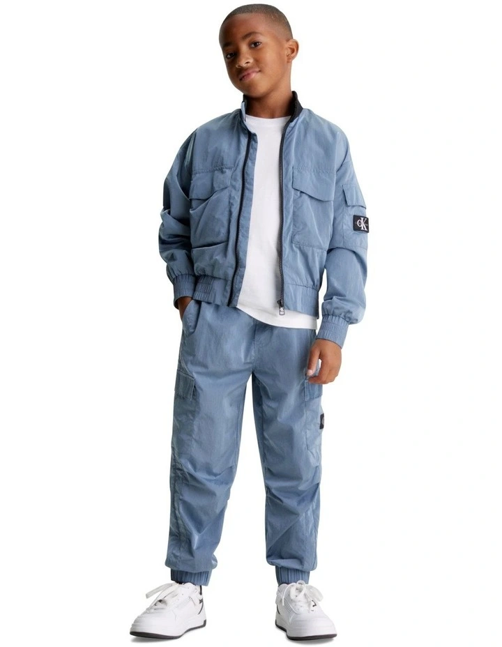 Structured Nylon Track Pants in Goblin Blue