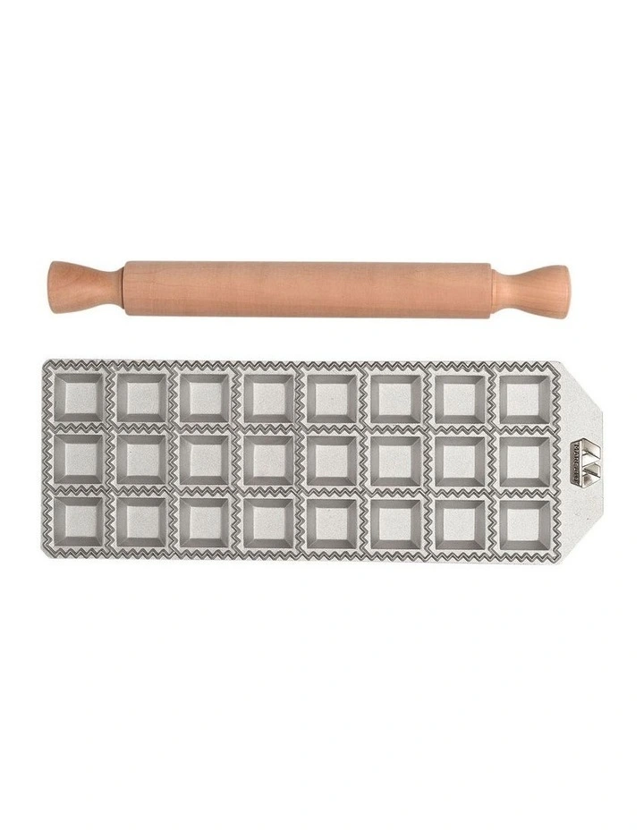 Ravioli Tray with Rolling Pin 24 Pieces 35mm