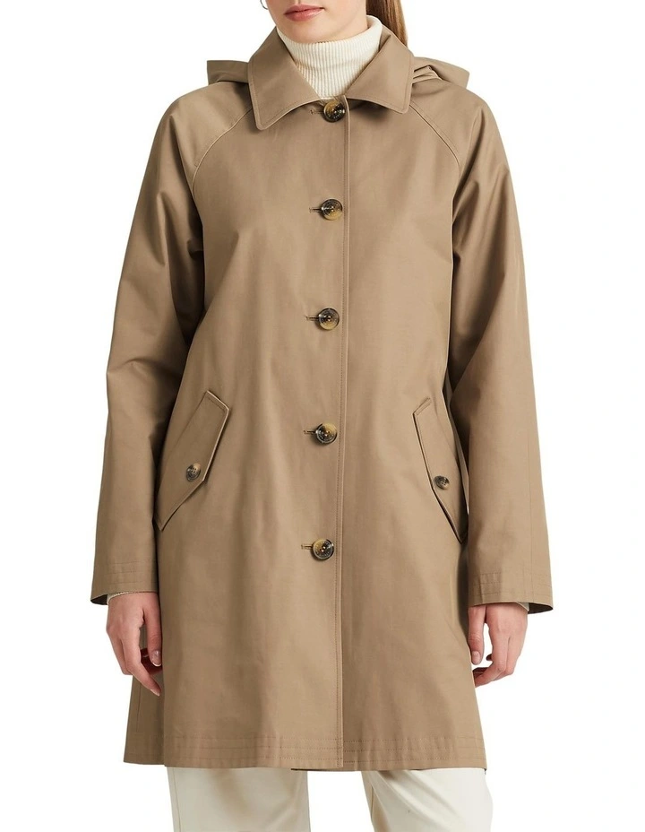 Cotton-Blend Raincoat in Beige