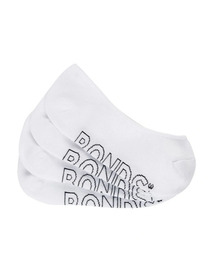 Aussie Cotton Logo Light Liner Invisible Socks 4 Pair in White