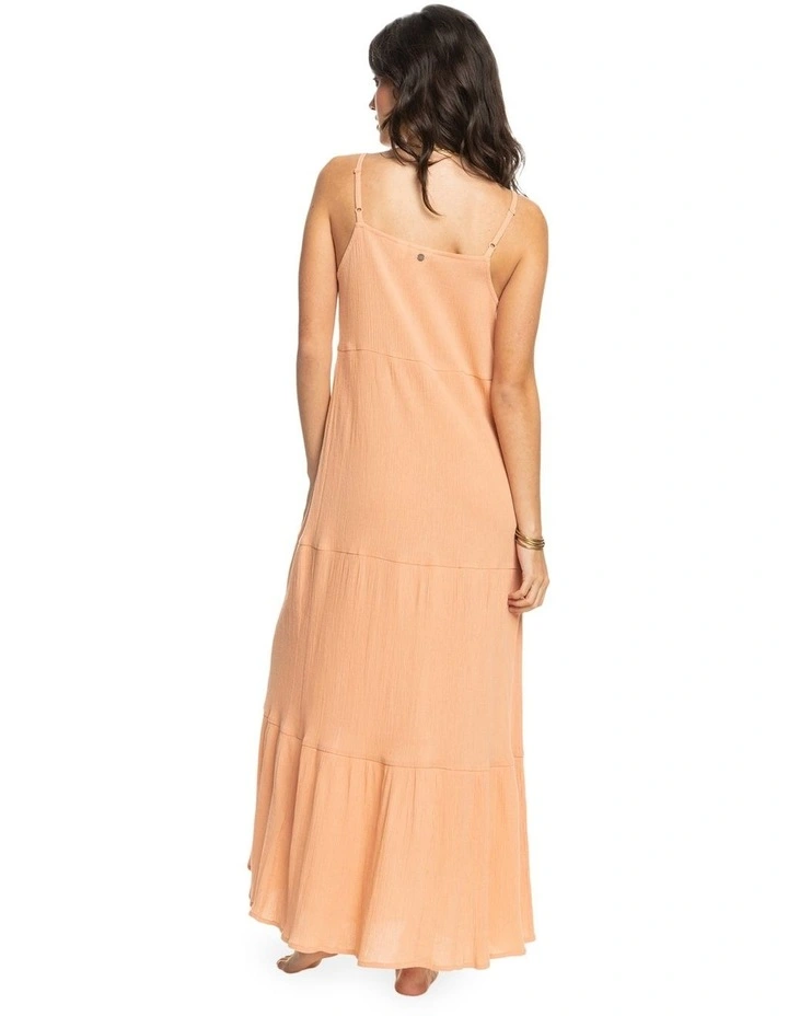 Floral Dance Strappy Tiered Dress in Dusty Coral