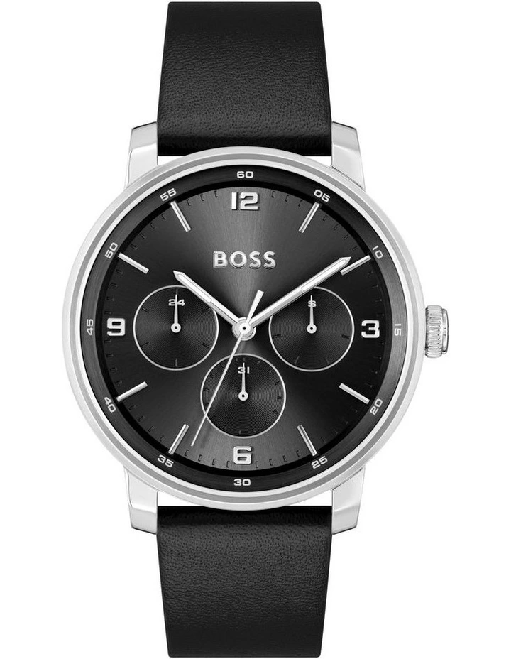 Contender Leather Watch in Black