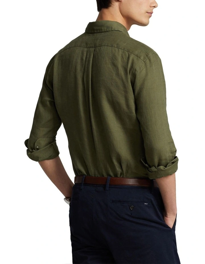 Classic Fit Linen Shirt in Green
