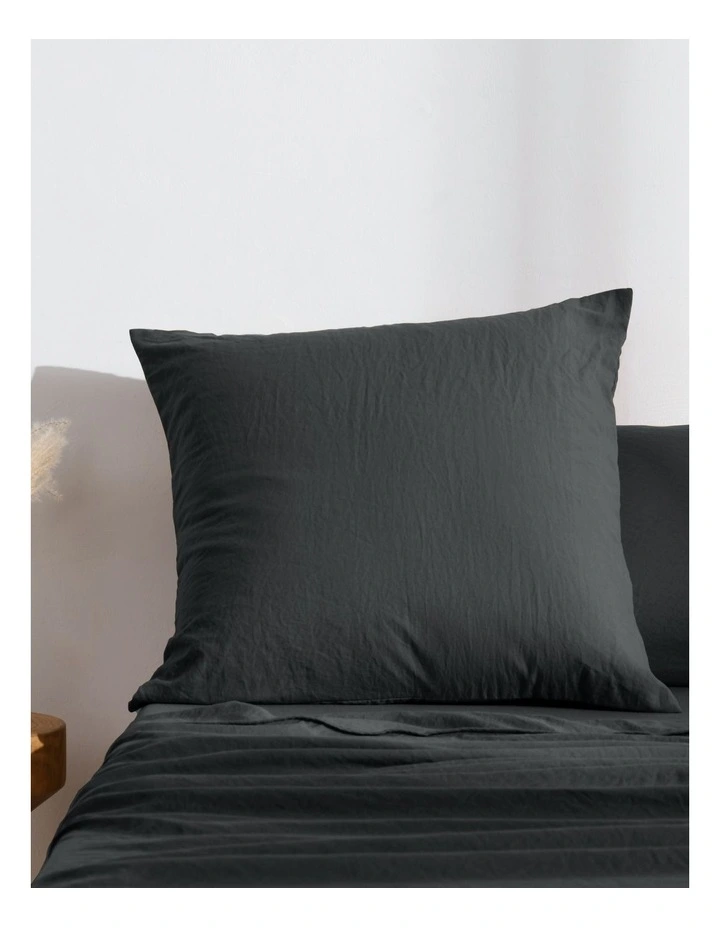 Superfine Washed Microfibre European Pillowcase in Black