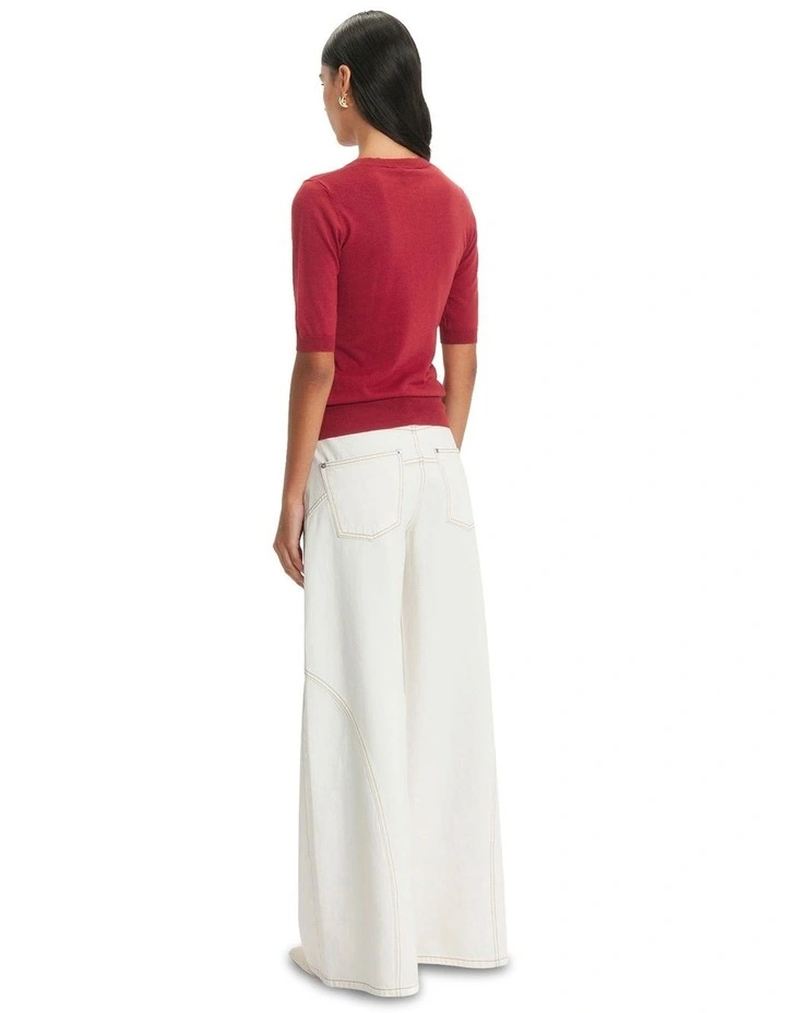 Elbow Sleeve Round Neck Knit in Berry