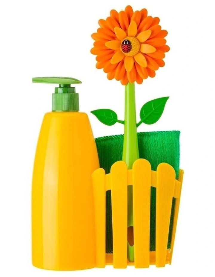 Vigar Flower Power Sink Caddy Set With Dispenser 340ml 3 Pieces in Orange