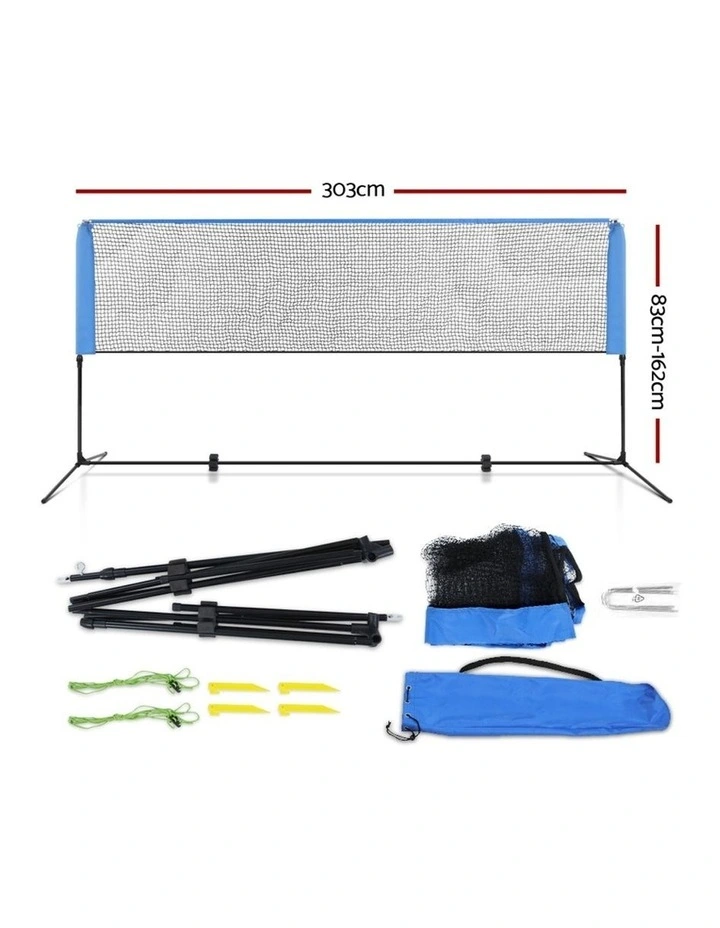 Portable Sports Net Stand Badminton Volleyball Tennis Soccer 3M 3FT Blue