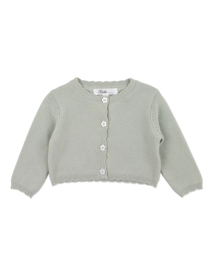 Scalloped Edge Cardigan in Sage
