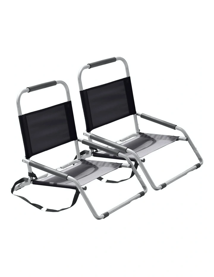 Folding Beach Chair 2 Pack in Black