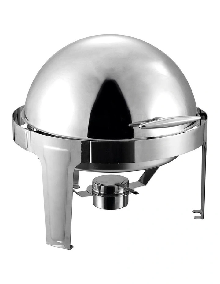 Stainless Steel Catering Dish Round Roll Top 6L in Silver