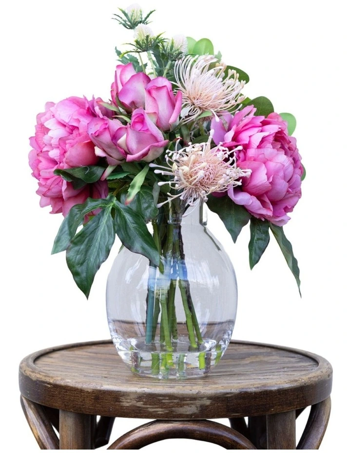 36cm Peony and Rose Mixed Arrangement in Multi