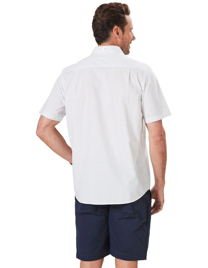Easy Care Slub Check Short Sleeve Shirt in Sand