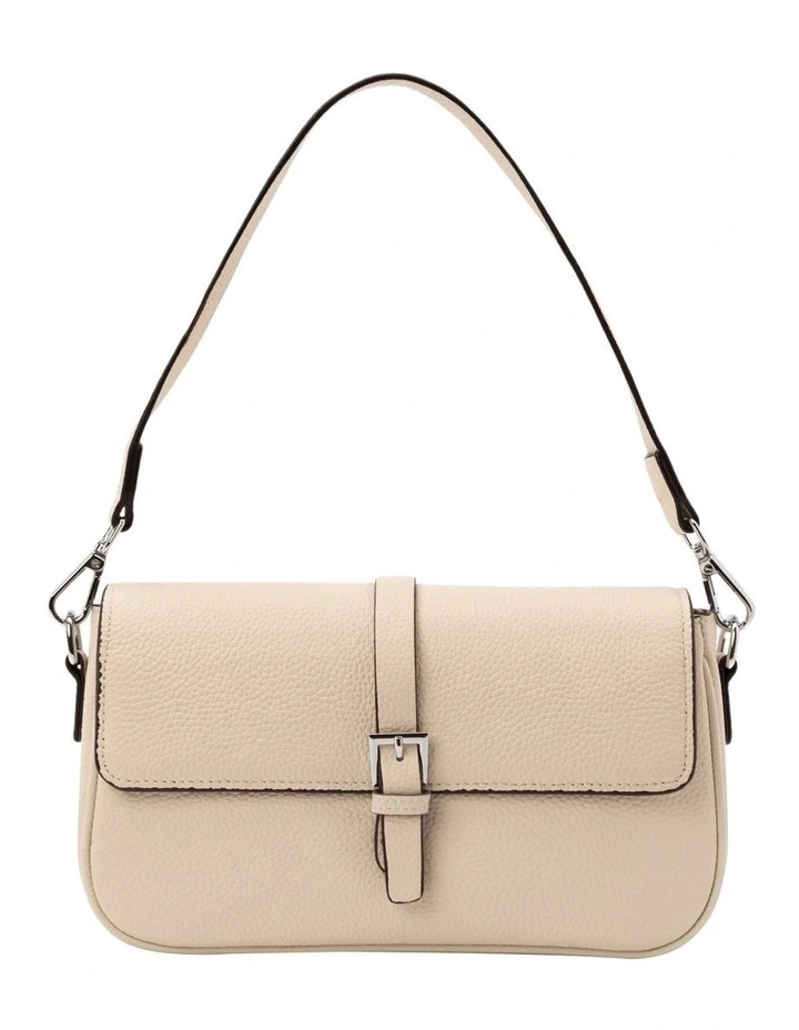 Julia Leather Crossbody Buckle Bag in Cream