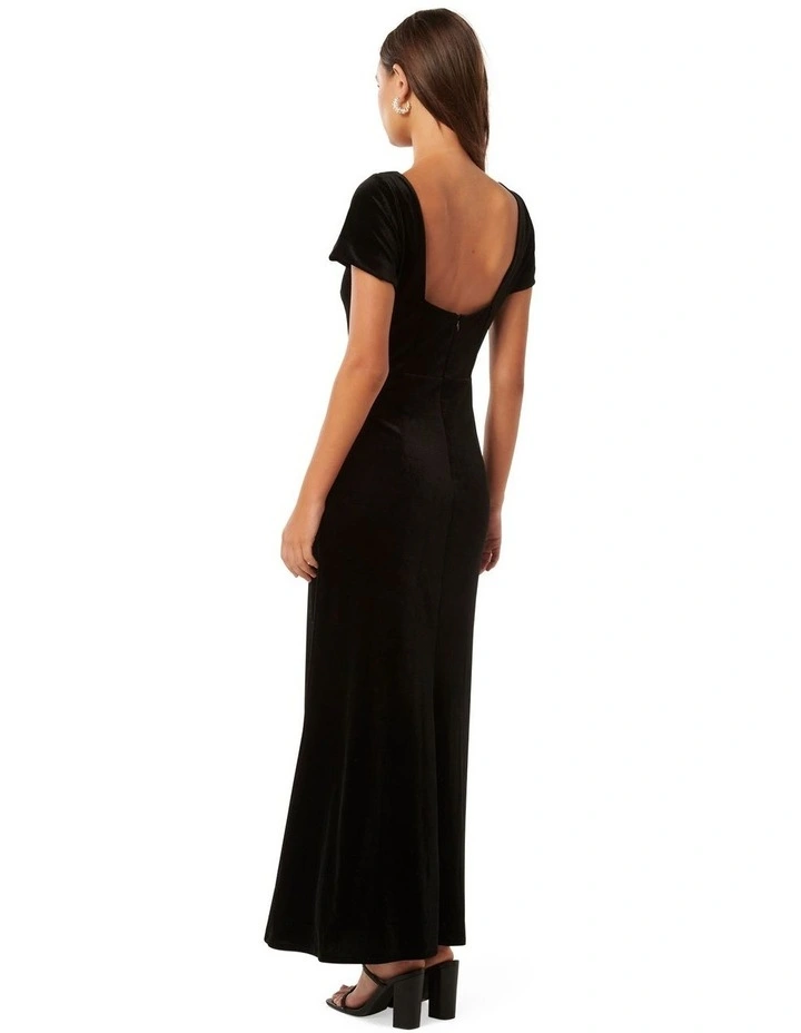 Violet Velvet Maxi Dress in Black